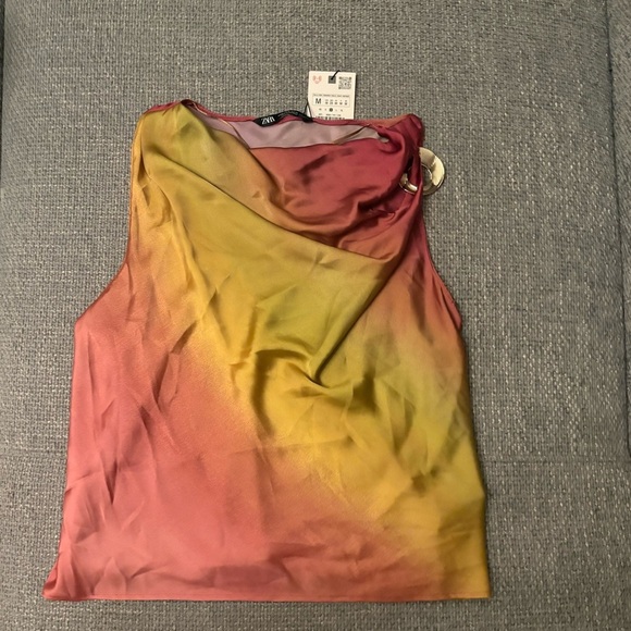 ZARA Satin Effect Print Top – Size M – Brand New with Tag - Picture 4 of 10